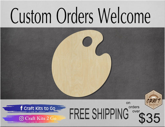 Paint Palette wood shape wood cutouts Painting coloring artist DIY Paint #1815 - Multiple Sizes Available - Unfinished Wood Cutout Shapes