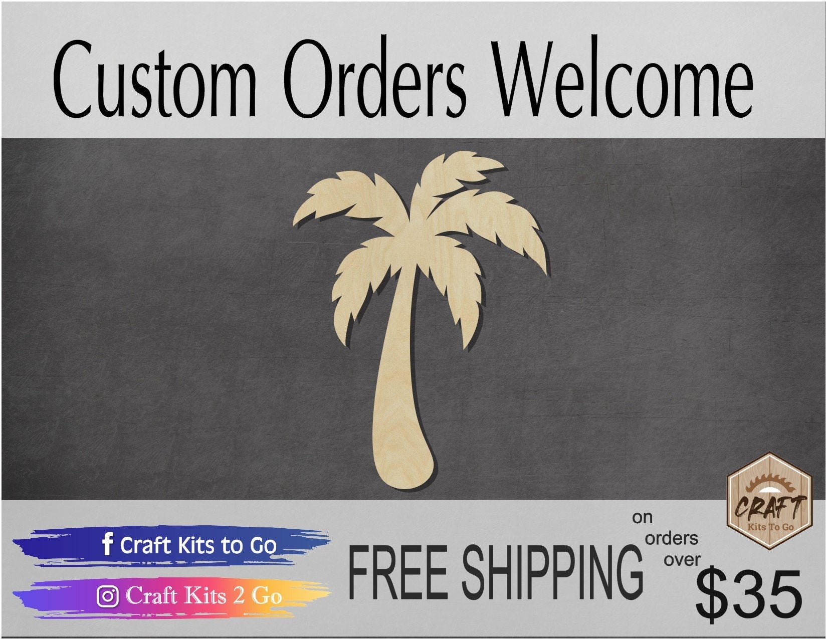 Palm Tree wood shape wood cutouts plants trees DIY paint kit #1817 - Multiple Sizes Available - Unfinished Wood Cutout Shapes