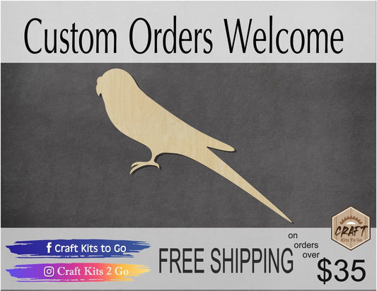 Parakeet wood shape wood cutouts birds bird cutouts DIY paint kit #1823 - Multiple Sizes Available - Unfinished Wood Cutout Shapes