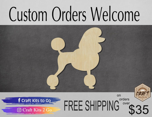 Poodle wood shape wood cutouts dog shapes dog cutouts DIY Paint kit #1875 - Multiple Sizes Available - Unfinished Wood Cutout Shapes