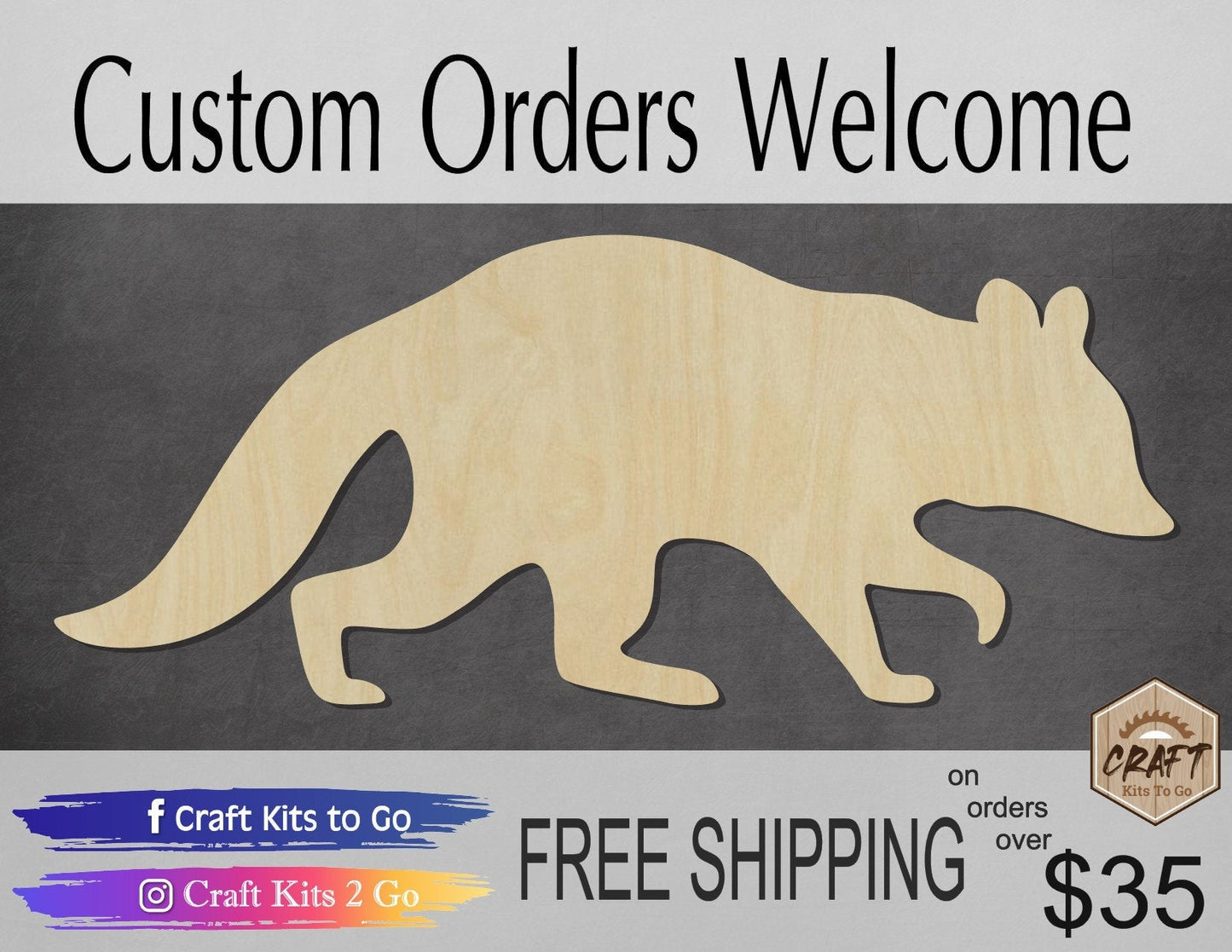 Raccoon wood shape wood cutouts animal cutouts DIY Paint kit #1904 - Multiple Sizes Available - Unfinished Wood Cutout Shapes