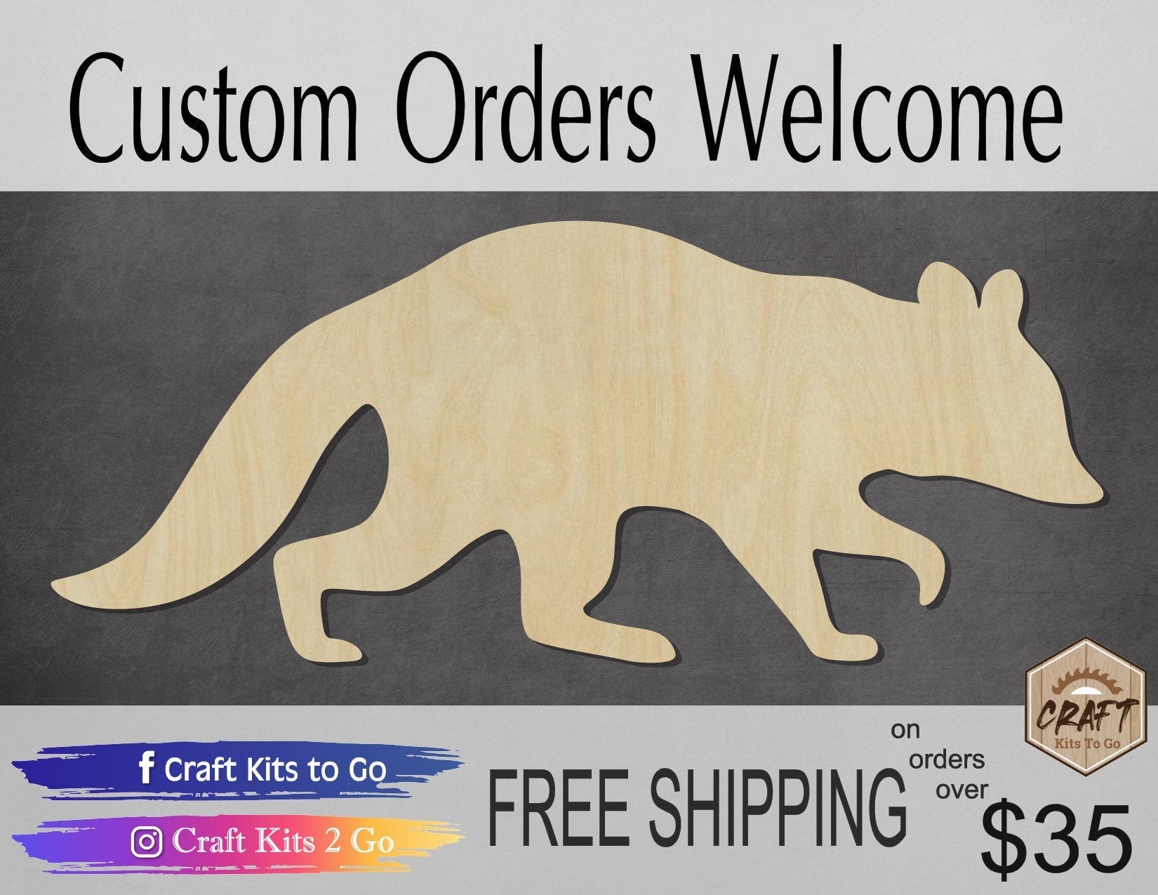 Raccoon wood shape wood cutouts animal cutouts DIY Paint kit #1904 - Multiple Sizes Available - Unfinished Wood Cutout Shapes