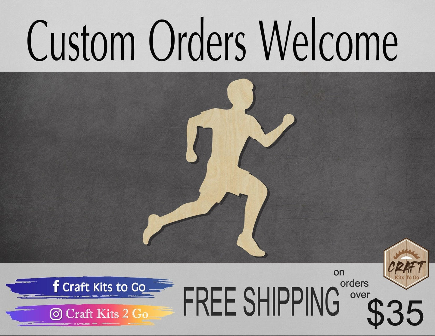 Running Man wood cutouts wood shape Jogging Cross Country DIY Paint kit #1942 - Multiple Sizes Available - Unfinished Wood Cutout Shapes