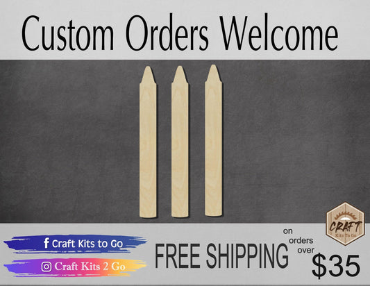 Crayons wood shape wood cutouts School Coloring DIY Paint kit #2021 - Multiple Sizes Available - Unfinished Wood Cutout Shapes