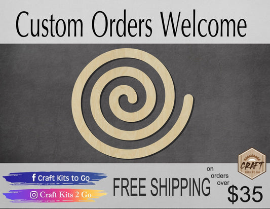 Spiral wood shape wood cutouts DIY paint kit #2043 - Multiple Sizes Available - Unfinished Wood Cutout Shapes