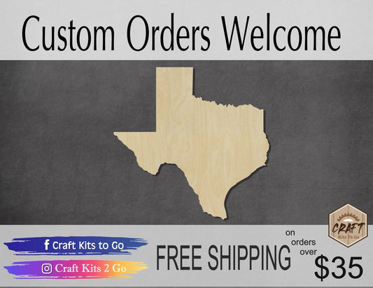 Texas State wood shape wood cutouts State cutouts DIY Paint kit #2093 - Multiple Sizes Available - Unfinished Wood Cutout Shapes