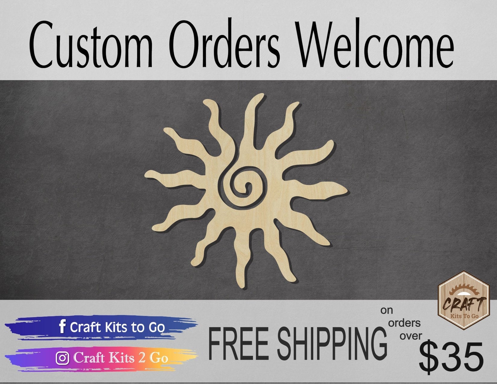 Kokopelli Sun wood shape wood cutouts #2302 - Multiple Sizes Available - Unfinished Wood Cutout Shapes
