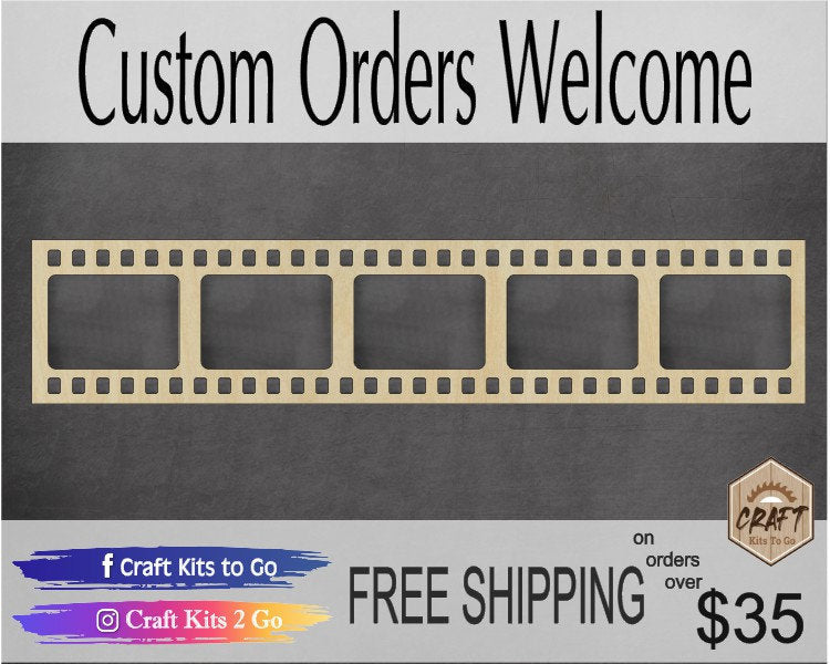 Film Reel Filmmaker video Movies DIY Paint kit Wood cutouts #1461 - Multiple Sizes Available - Unfinished wood Cutout Shapes