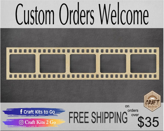 Film Reel Filmmaker video Movies DIY Paint kit Wood cutouts #1461 - Multiple Sizes Available - Unfinished wood Cutout Shapes