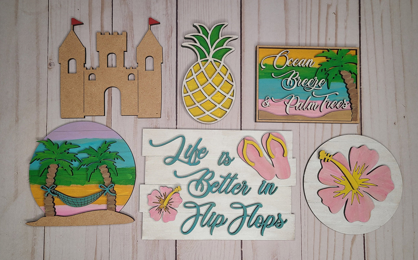 Ocean Breeze, Palm Trees Party Kit Tropical Hawaii #2593 - Multiple Sizes Available - Unfinished Wood Cutout Shapes