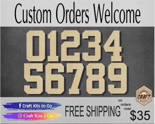 Jersey Numbers Senior School Sport Numbers DIY paint kit #2756 - Multiple Sizes Available - Unfinished Wood Cutout Shapes