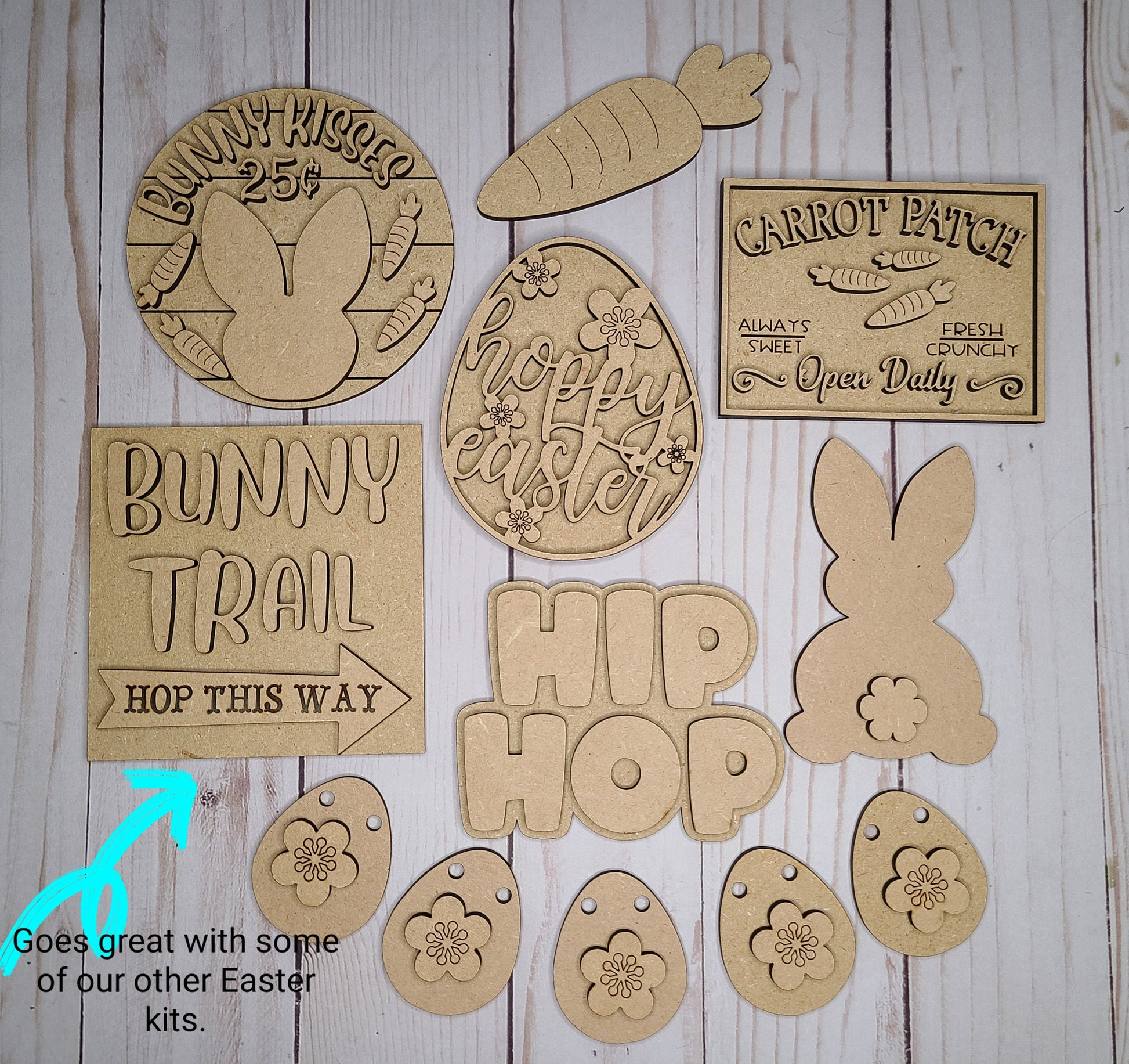 Easter Egg Bunting Banner Craft Kit for adults #2761 - Multiple Sizes Available - Unfinished Wood Cutout Shapes