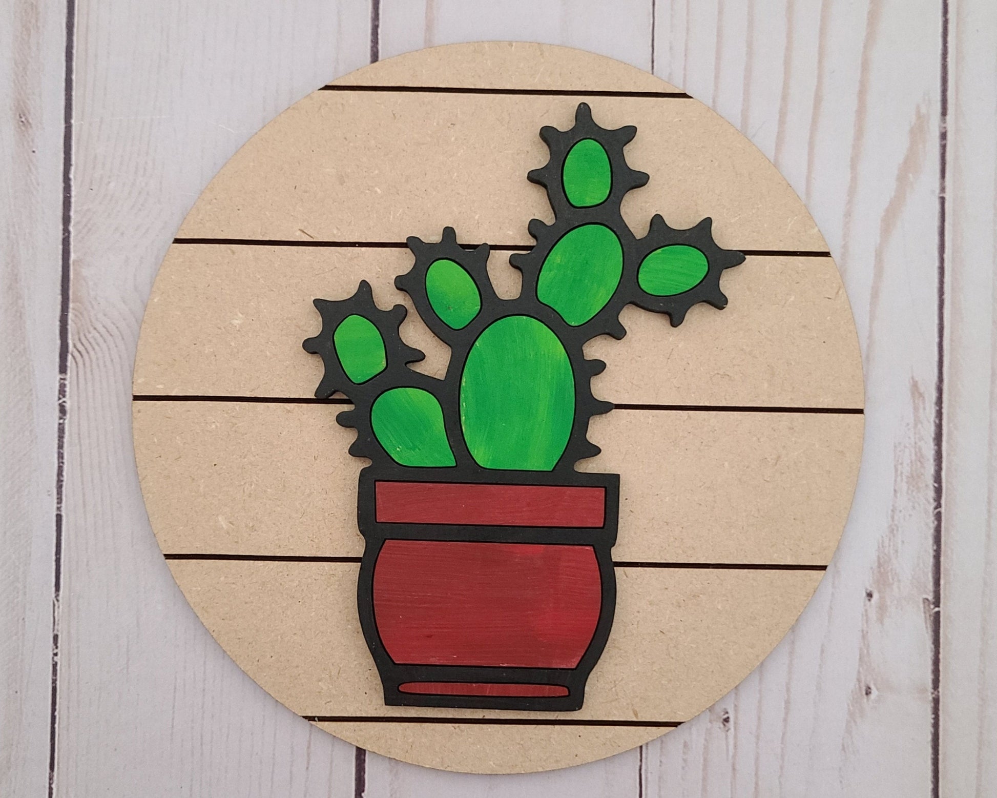 Prickly Cactus Craft DIY Paint Party Kit Craft Kit for Adults #2617 - Multiple Sizes Available - Unfinished Wood Cutout Shapes