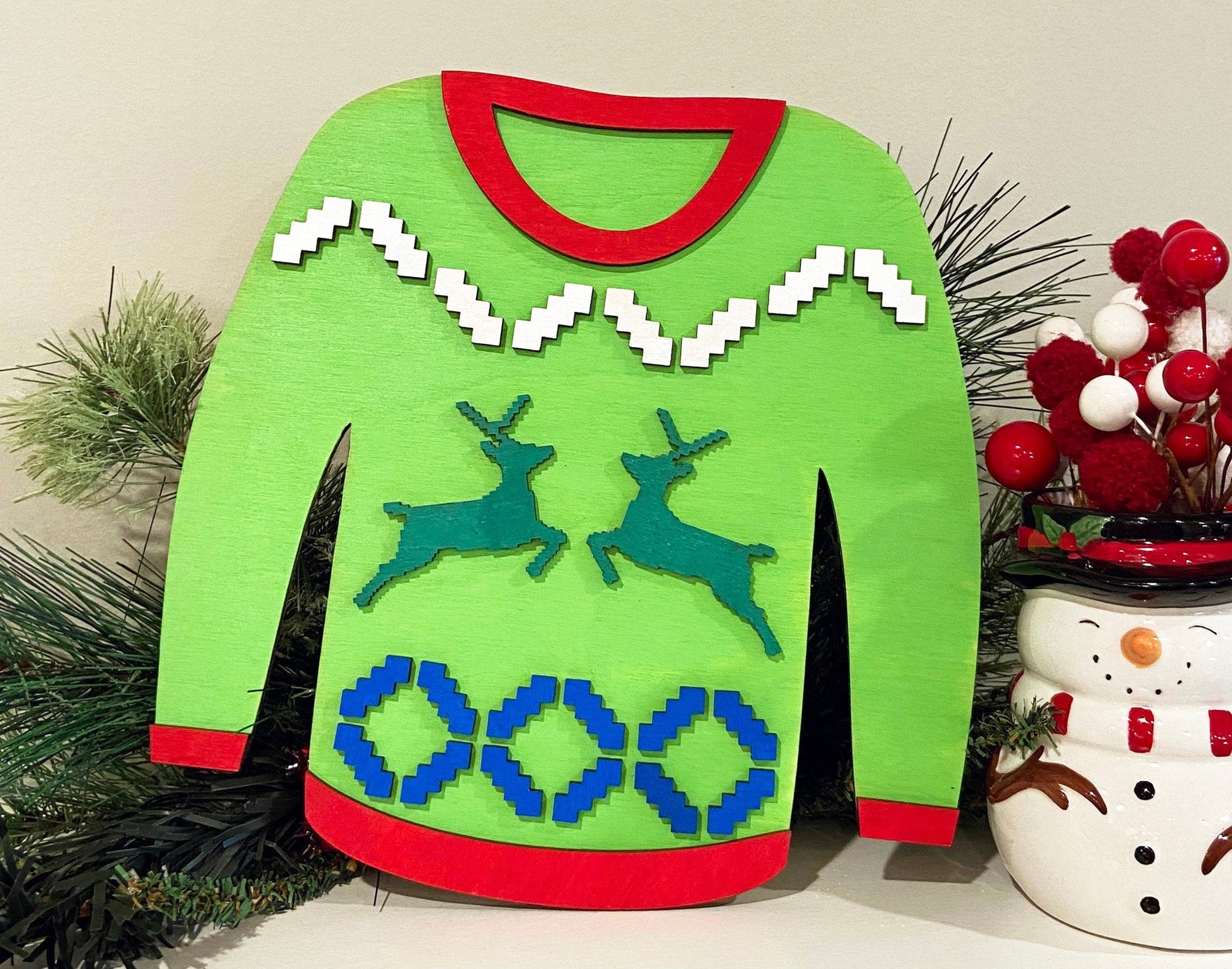 Ugly Sweater #1 Christmas Craft Kit Decor Kit DIY Paint kit #2473 - Multiple Sizes Available - Unfinished Wood Cutout Shapes