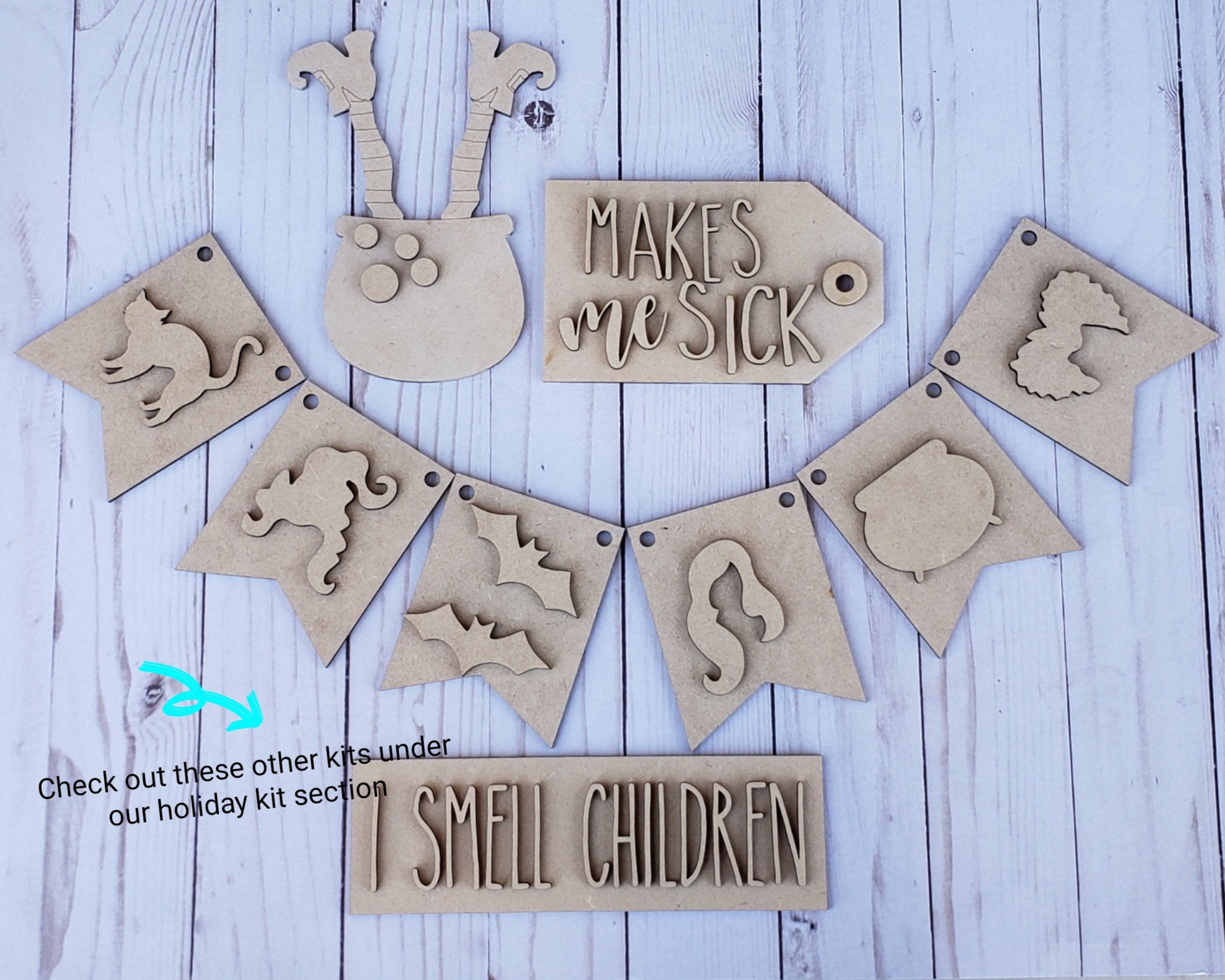 Makes Me Sick Halloween Decor DIY Paint kit #2284 - Multiple Sizes Available - Unfinished Wood Cutout Shapes
