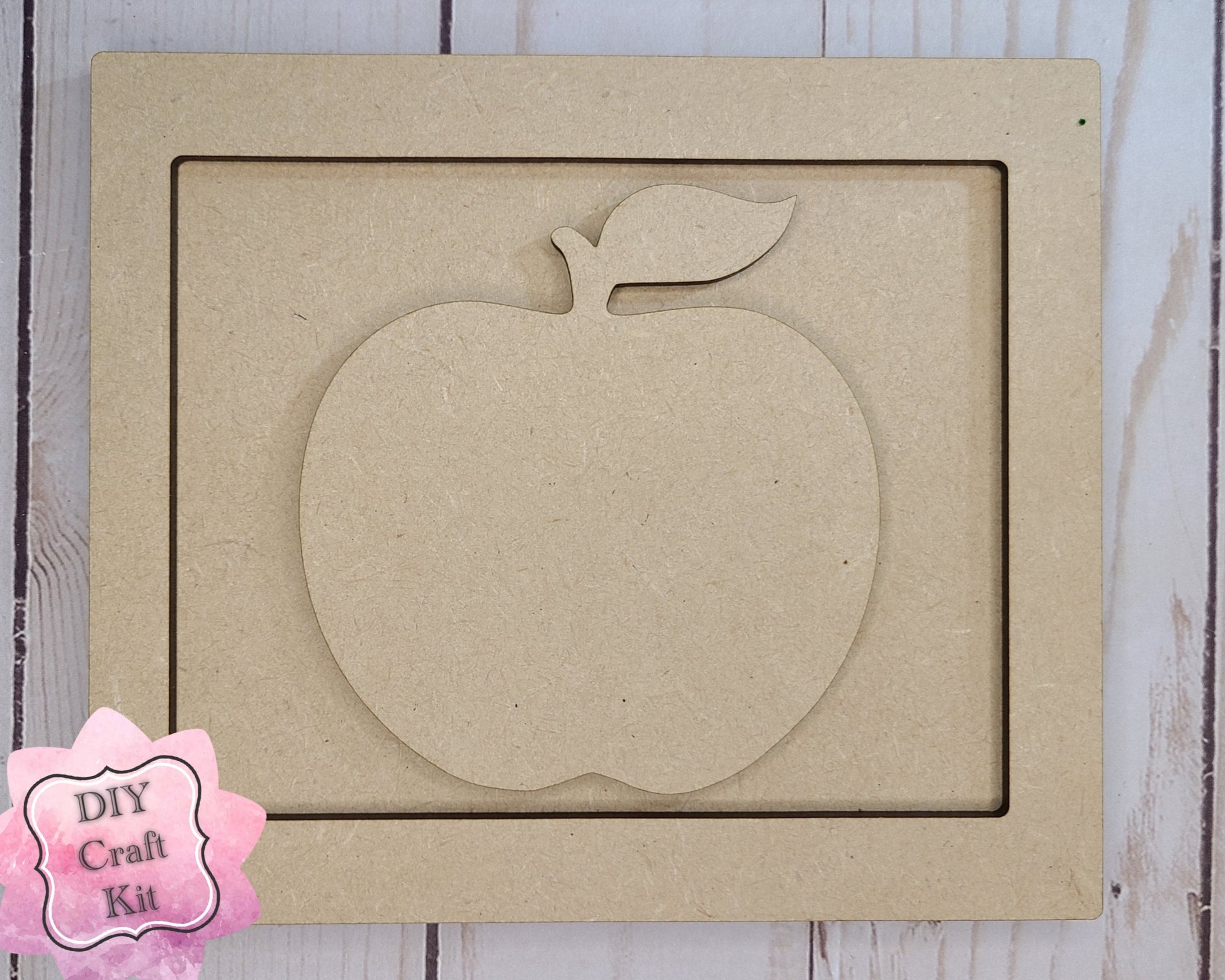 Apple Framed Back to School DIY Craft Kit #2308 - Multiple Sizes Available - Unfinished Wood Cutout Shapes