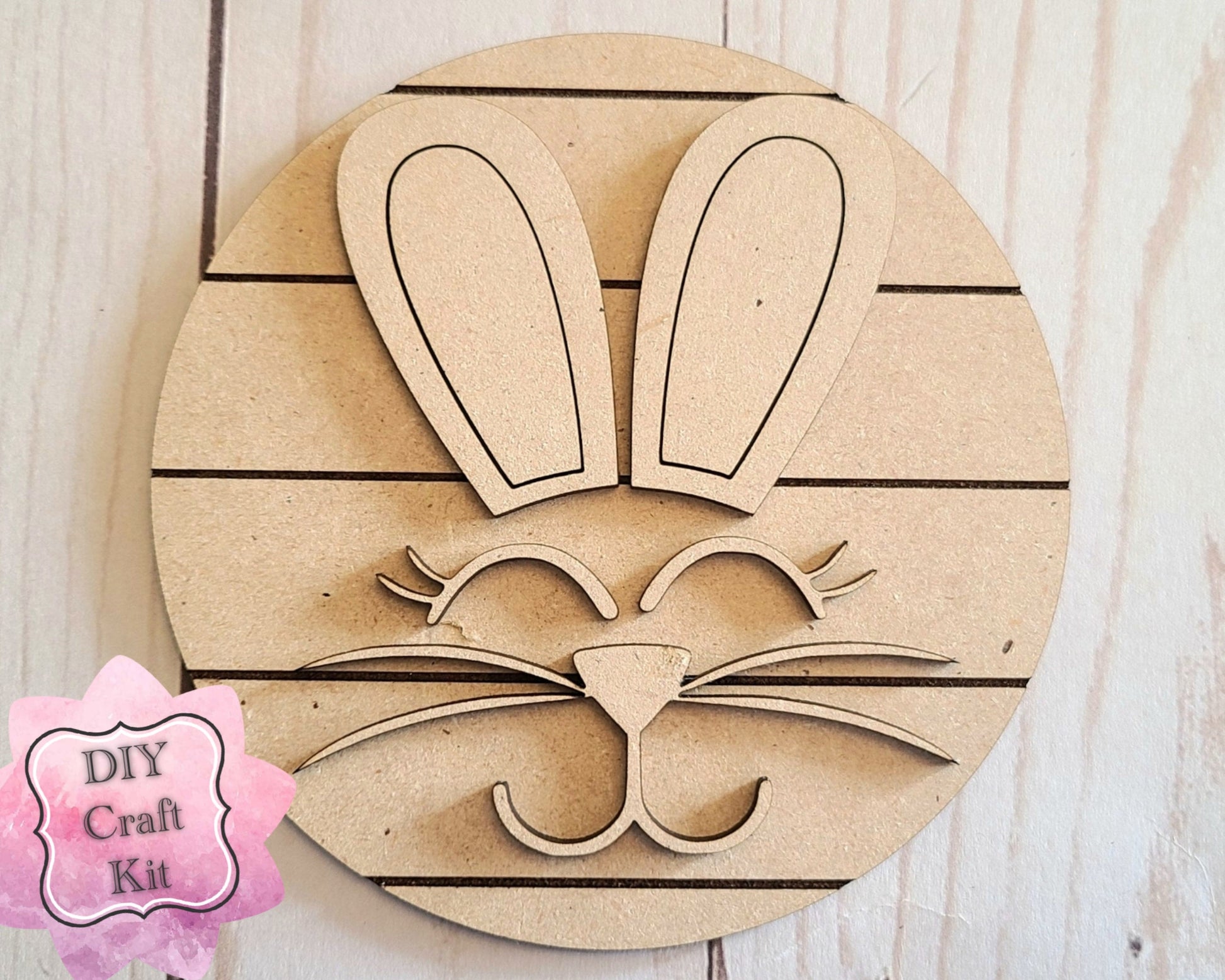 Bunny Face Easter Kit Craft Night Crafty Craft Kit #2554 - Multiple Sizes Available - Unfinished Wood Cutout Shapes