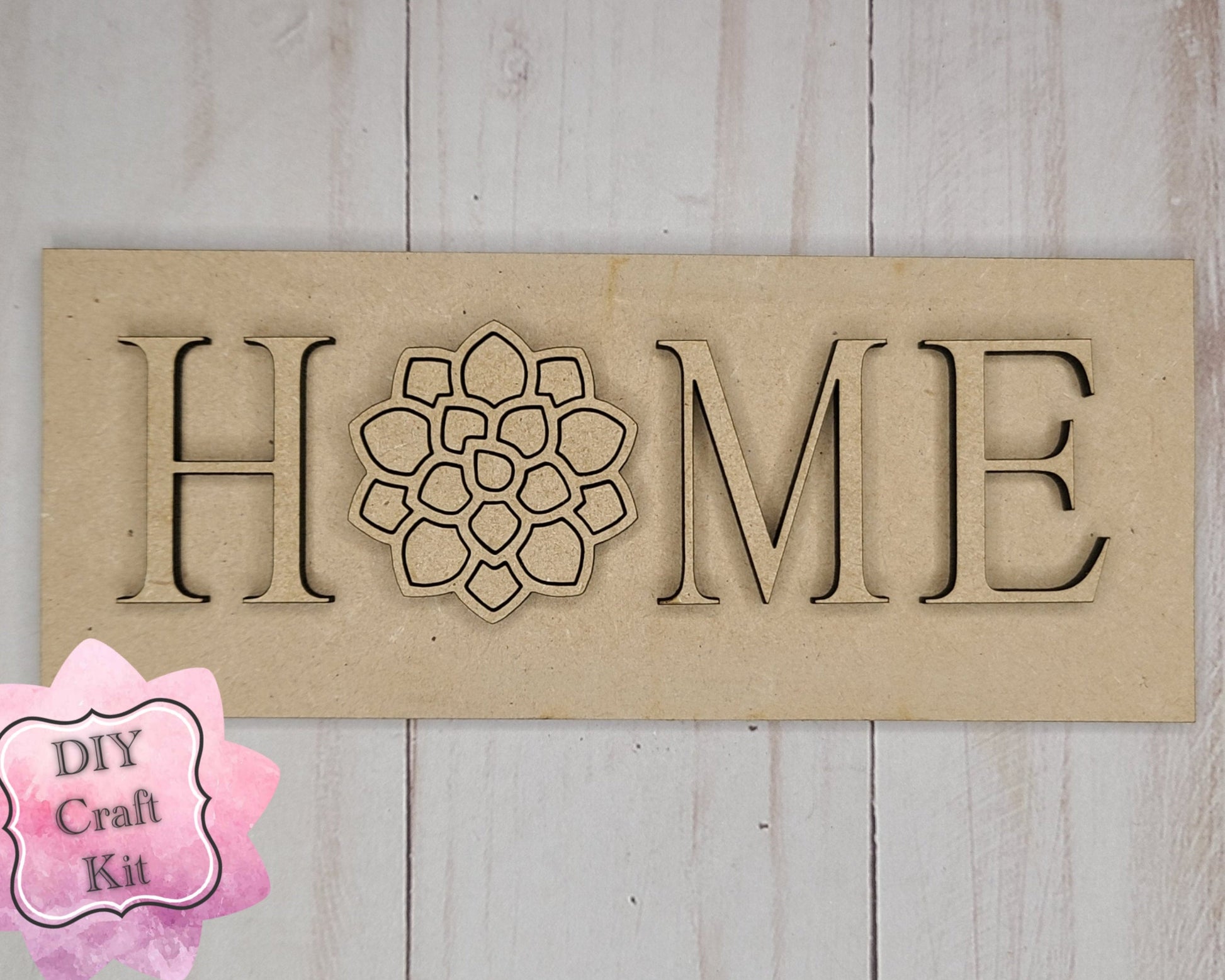 Succulent Home Sign Craft DIY Paint Party Kit Craft Kit for Adults #2616 - Multiple Sizes Available - Unfinished Wood Cutout Shapes