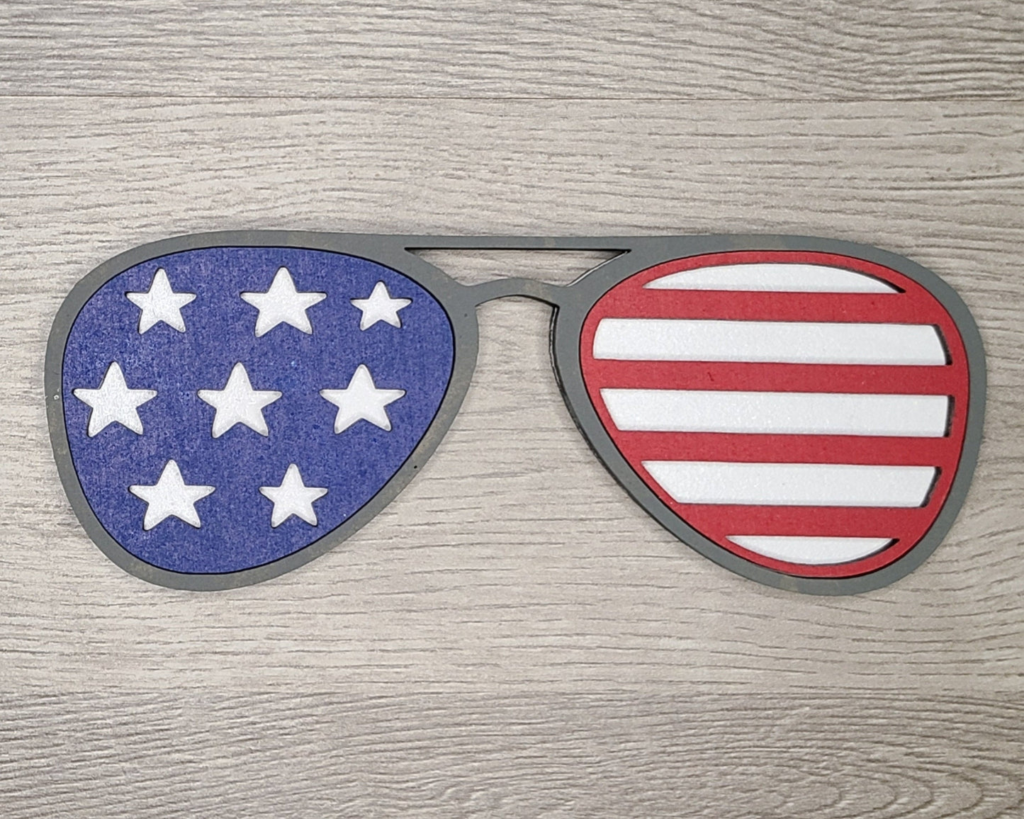 4th of July Sunglasses Patriotic Decor Craft Kit Paint Party Kit #2877 - Multiple Sizes Available - Unfinished Wood Cutout Frames