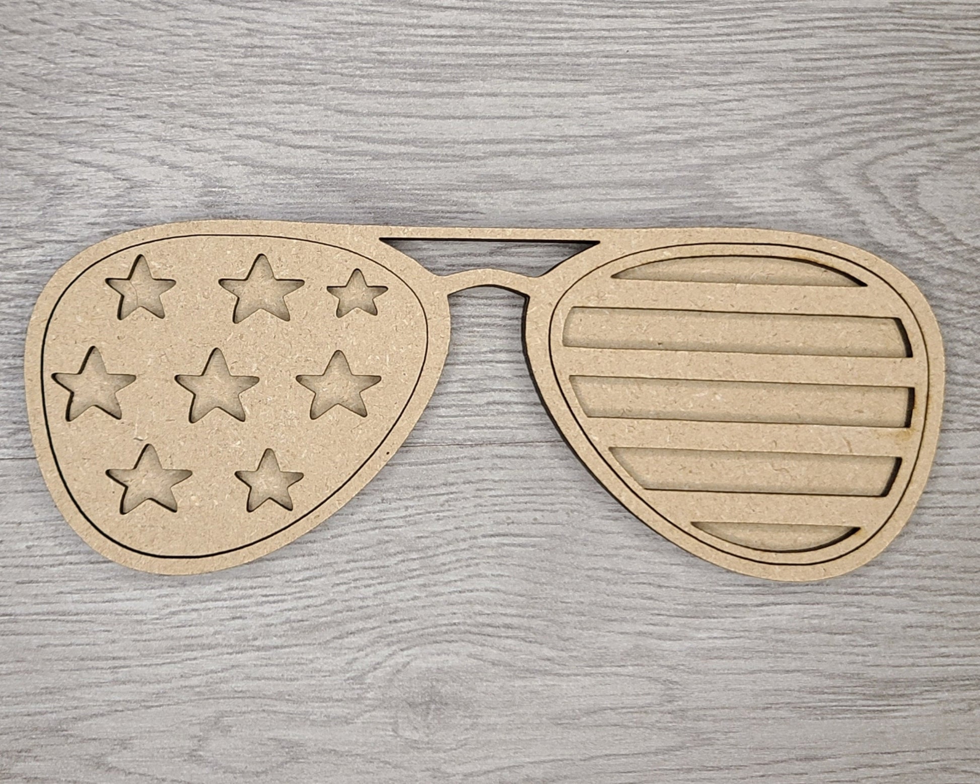 4th of July Sunglasses Patriotic Decor Craft Kit Paint Party Kit #2877 - Multiple Sizes Available - Unfinished Wood Cutout Frames