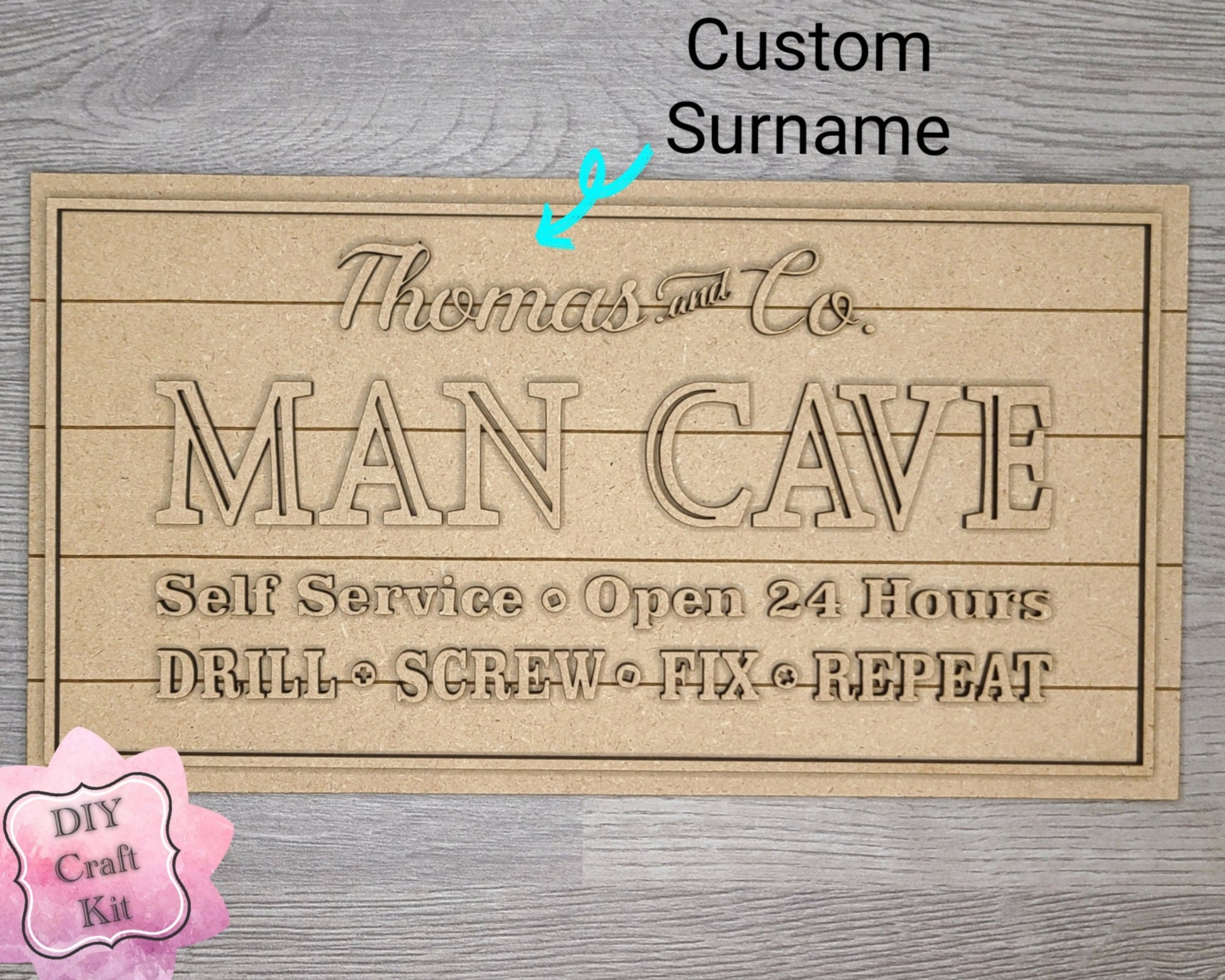 Man Cave Father's Day DIY Craft Kit #2872 - Multiple Sizes Available - Unfinished Wood Cutout Shapes