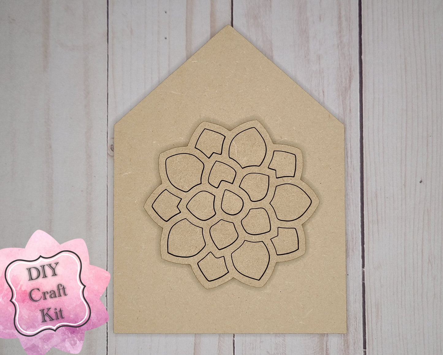 Succulent Craft DIY Paint Party Kit Craft Kit for Adults #2619 - Multiple Sizes Available - Unfinished Wood Cutout Shapes