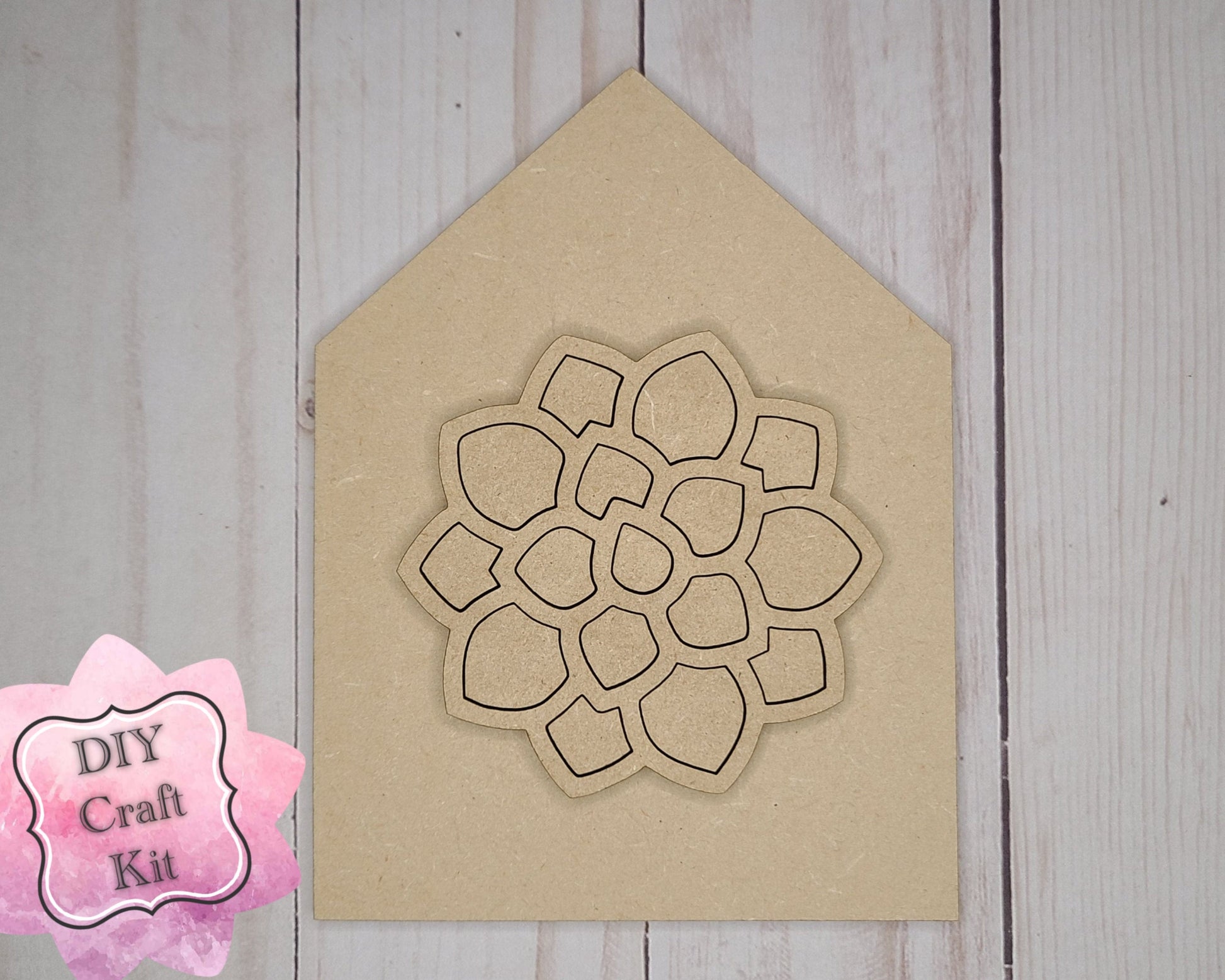 Succulent Craft DIY Paint Party Kit Craft Kit for Adults #2619 - Multiple Sizes Available - Unfinished Wood Cutout Shapes