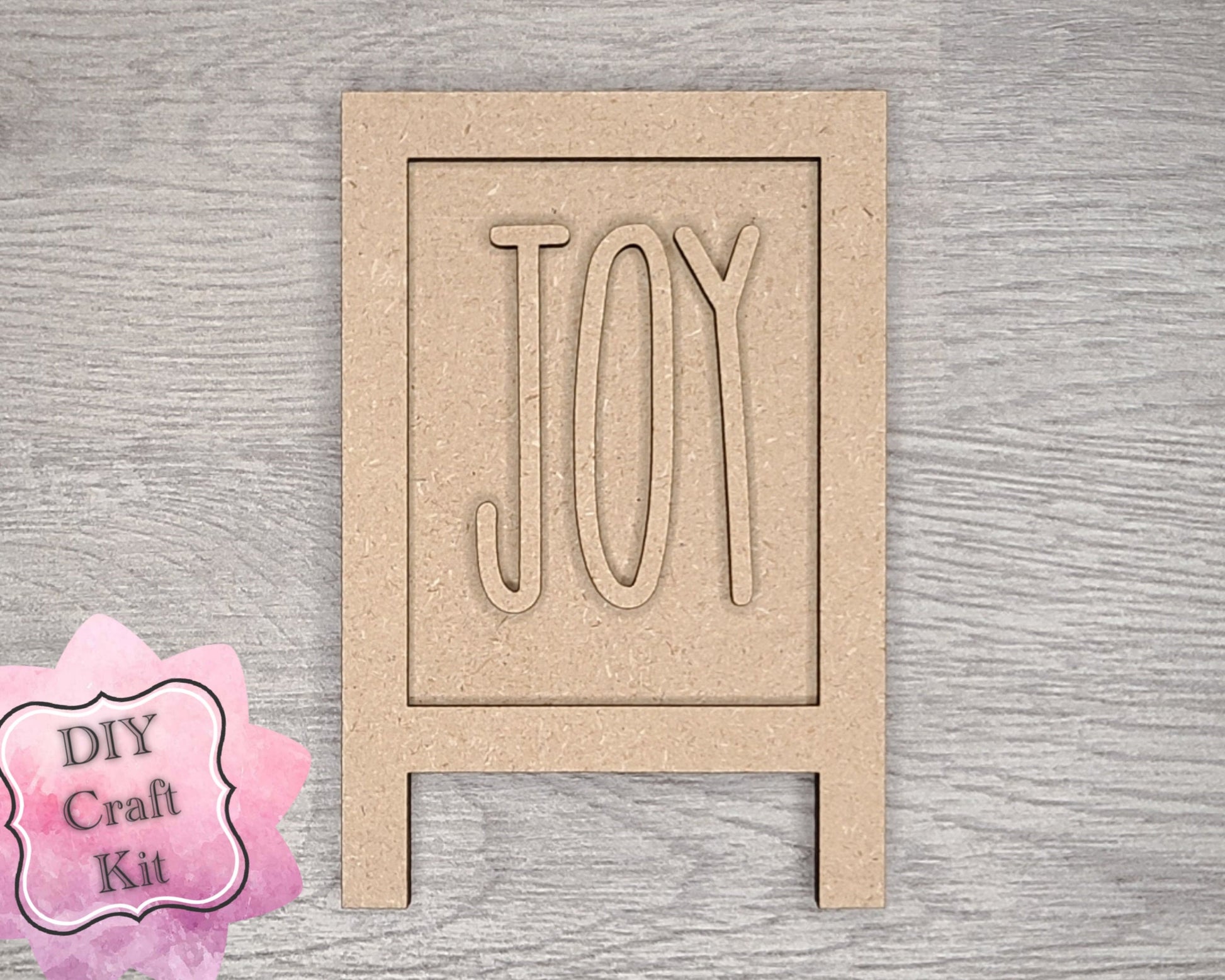 Joy Stand Christmas Decor DIY Paint kit #2808 - Multiple Sizes Available - Unfinished Wood Cutout Shapes