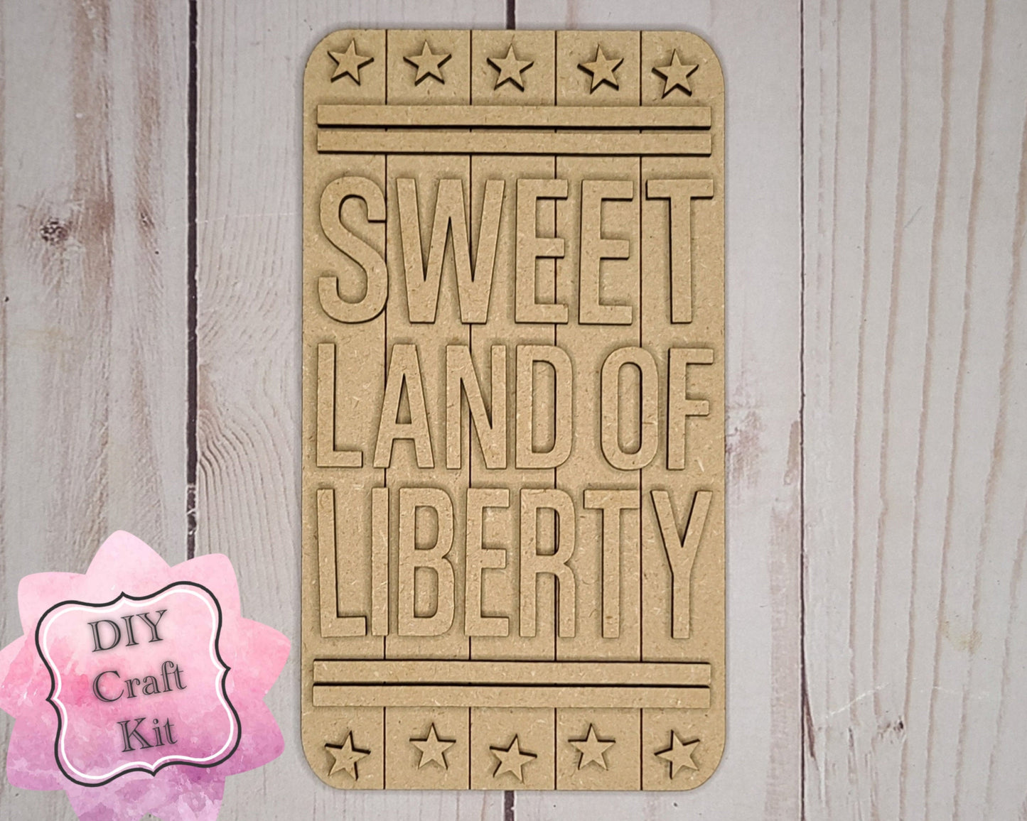 Sweet Land of Liberty 4th of July Decor Independence Day  DIY Paint kit #2838 - Multiple Sizes Available - Unfinished Wood Cutout Shapes