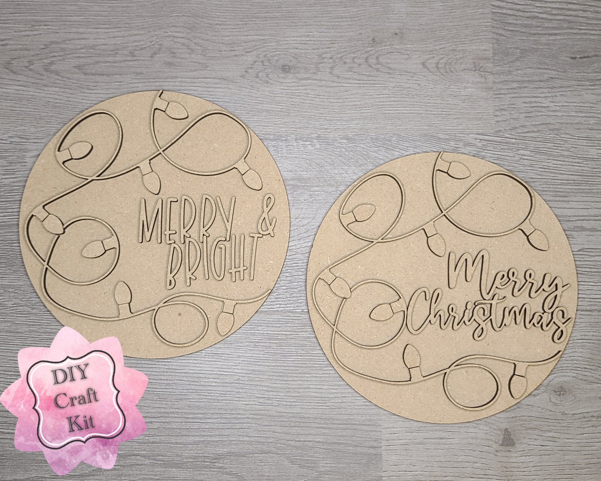 Merry Christmas Decor DIY Paint kit #3080 - Multiple Sizes Available - Unfinished Wood Cutout Shapes