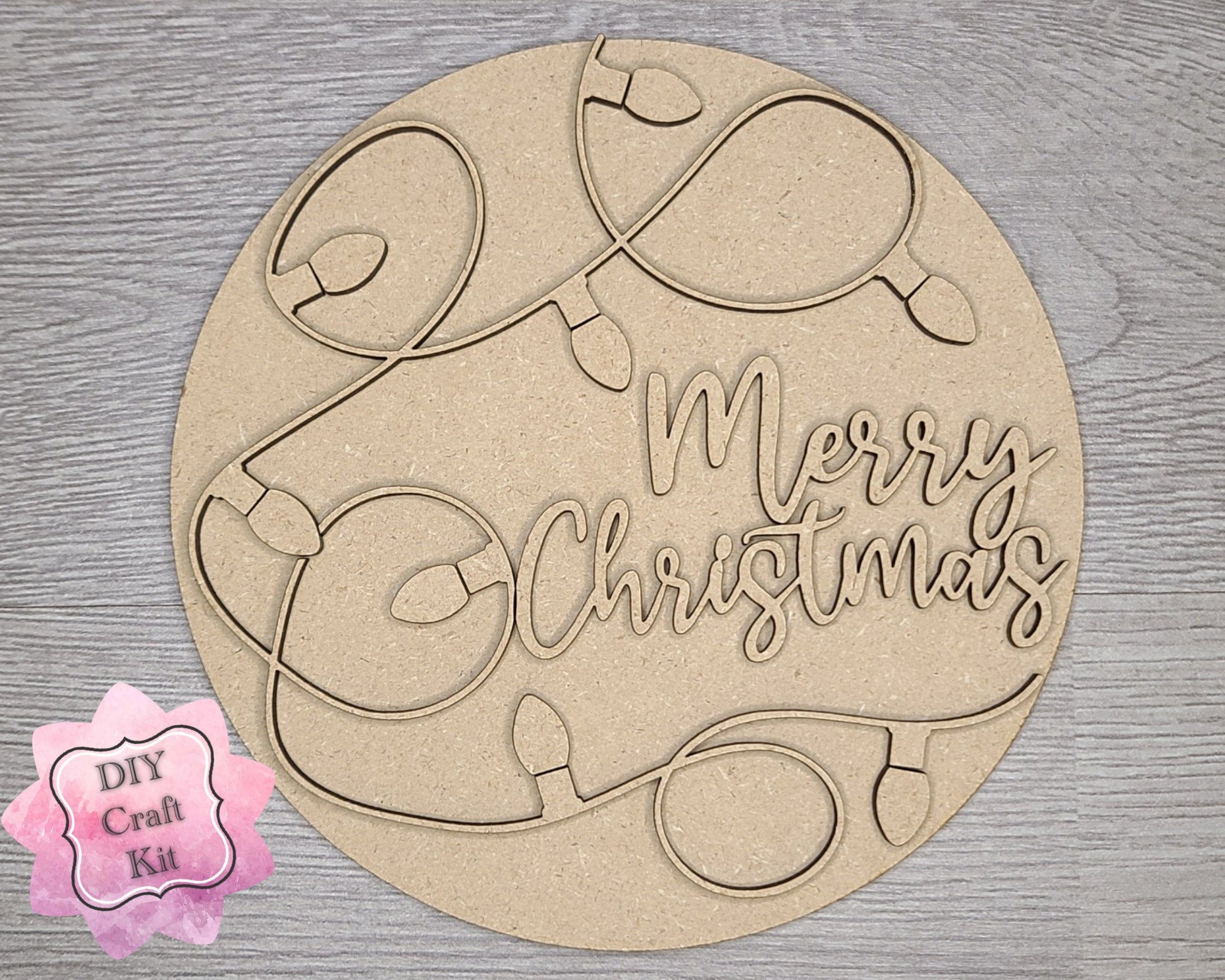 Merry Christmas Decor DIY Paint kit #3080 - Multiple Sizes Available - Unfinished Wood Cutout Shapes